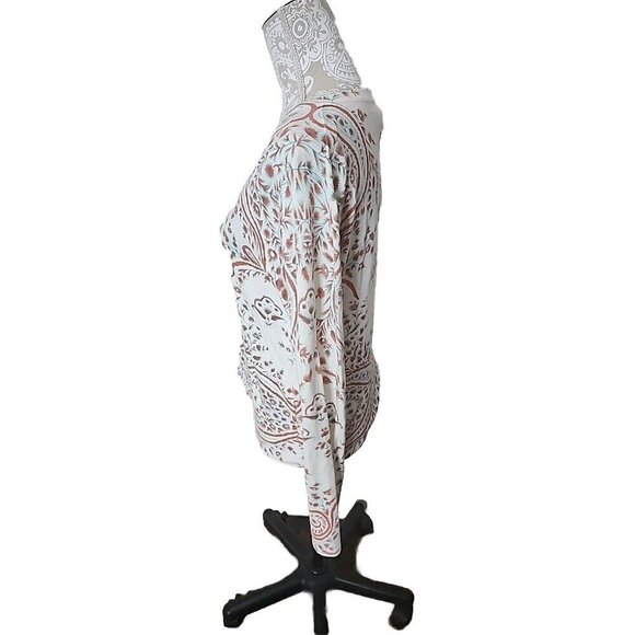 J. McLaughlin Sweater White Print Long Sleeve Vneck Floral Women's Small - Picture 5 of 10
